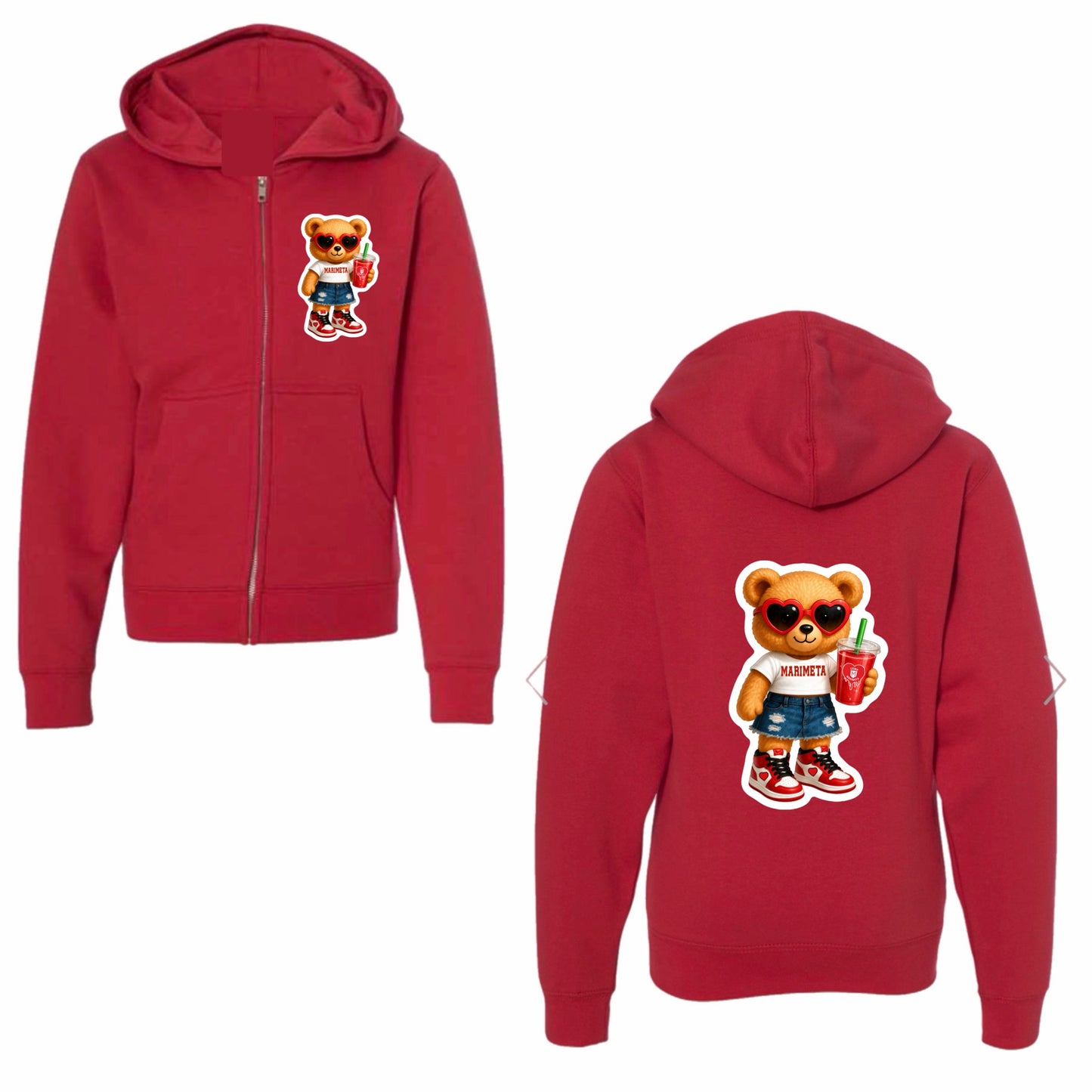 Marimeta bear zip hoodie