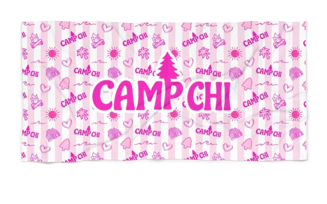 Camp Chi pink palm beach towel