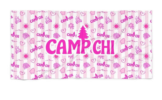 Camp Chi pink palm beach towel