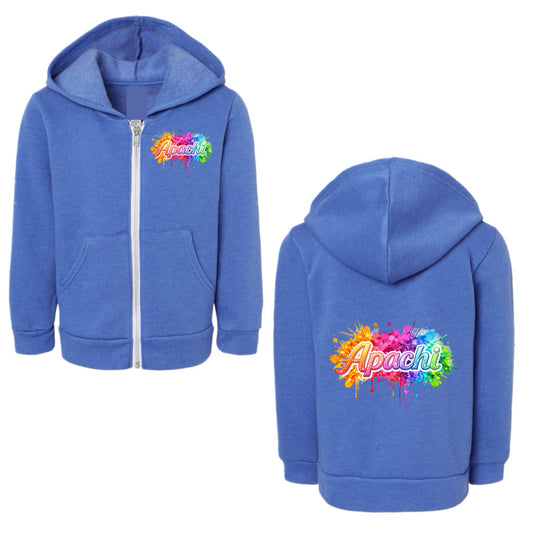 Girls APACHI/ APACHI VILLAGE neon splatter zip hoodie