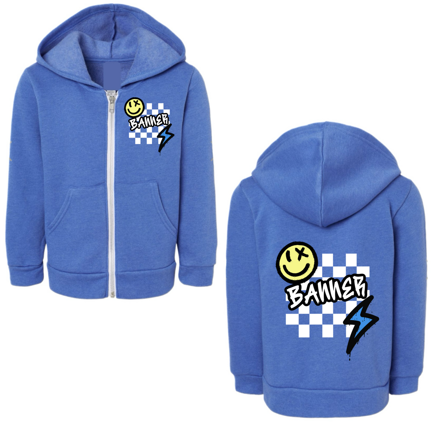 BANNER boys checkered zip hoodie