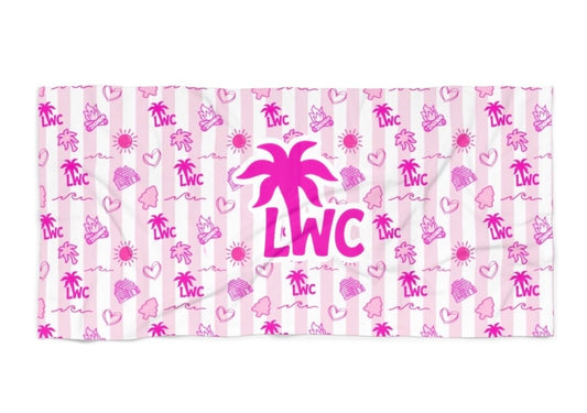 Lake of the Woods pink palm beach towel