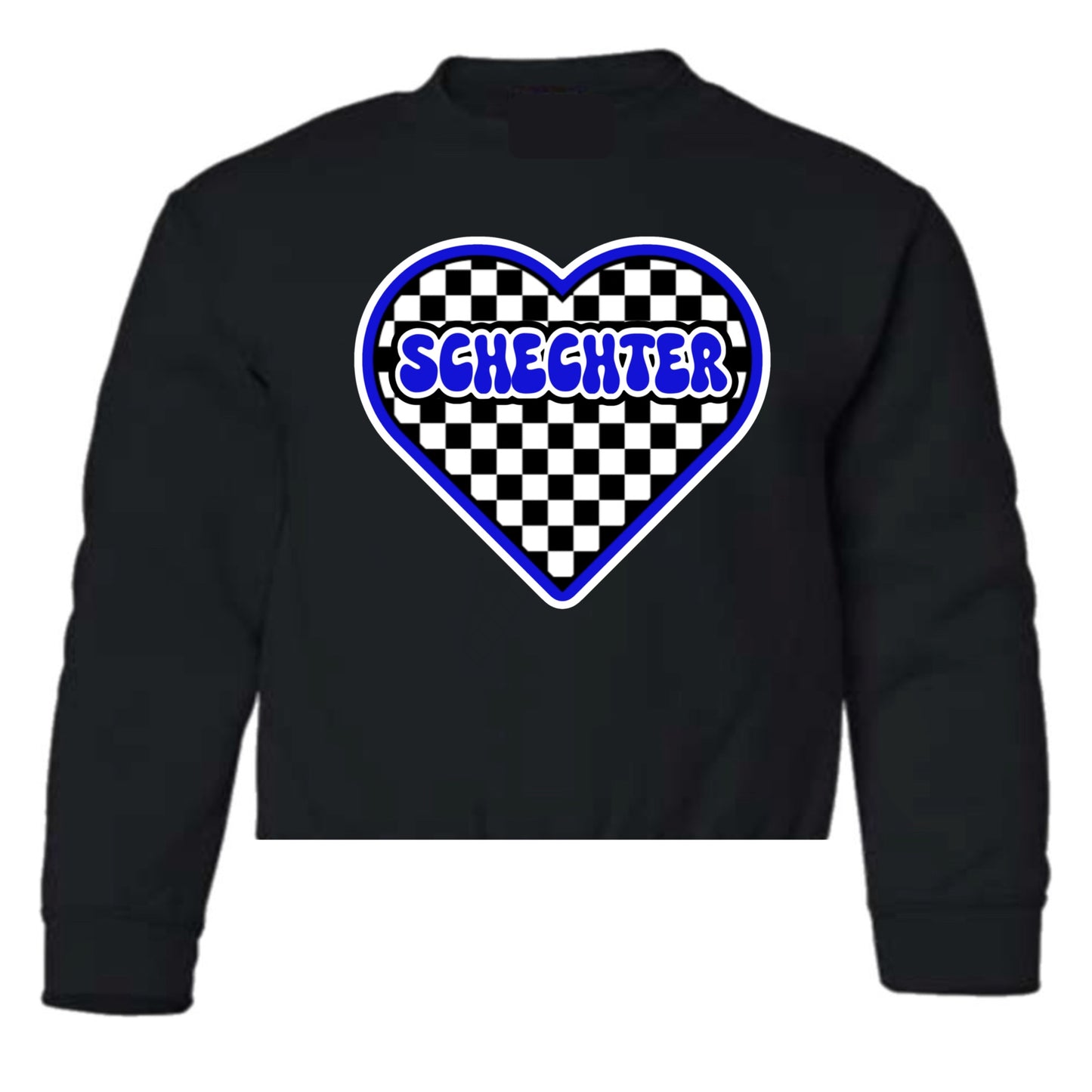 Schechter girls checkered heart crewneck sweatshirt