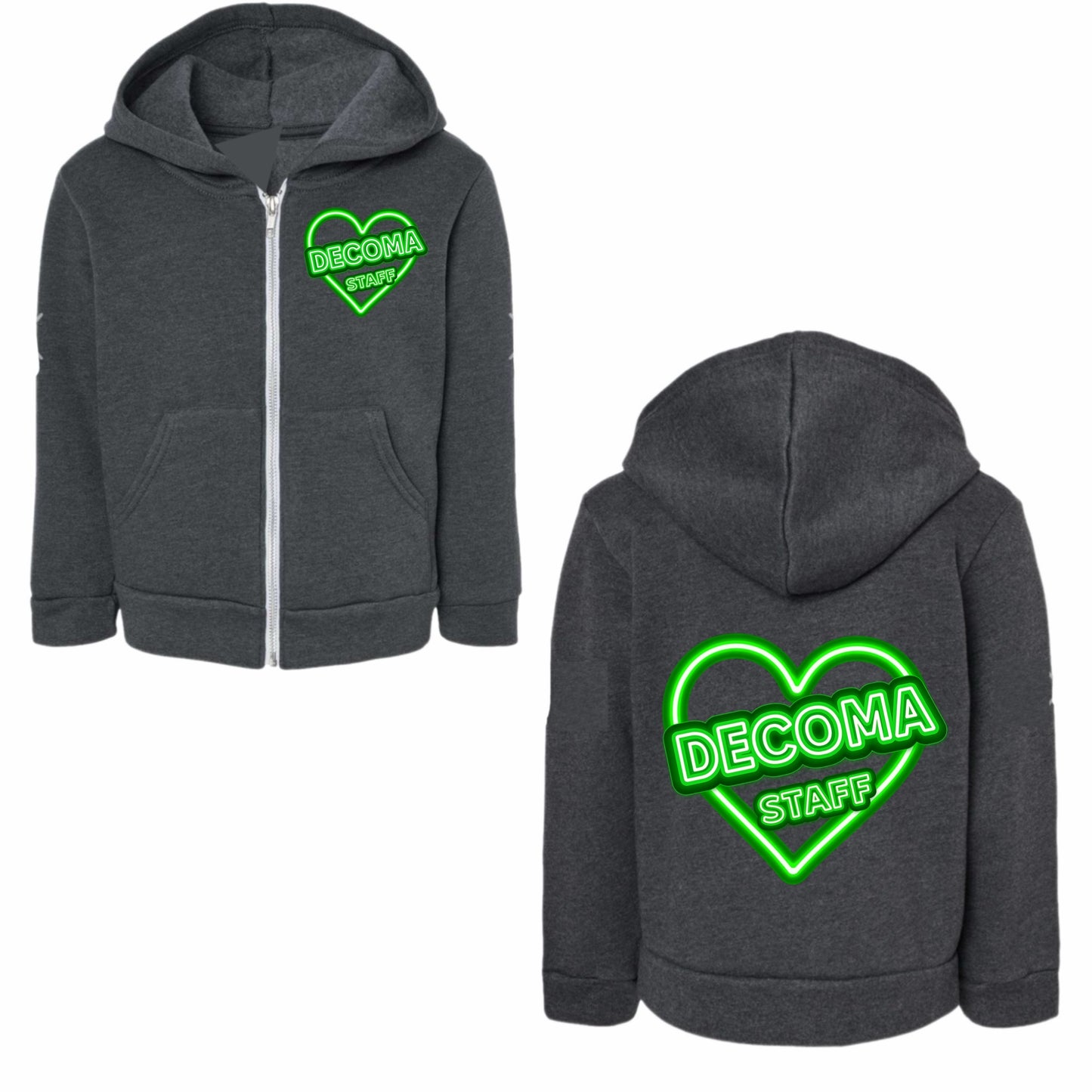 Decoma STAFF girls/adults neon heart hoodie