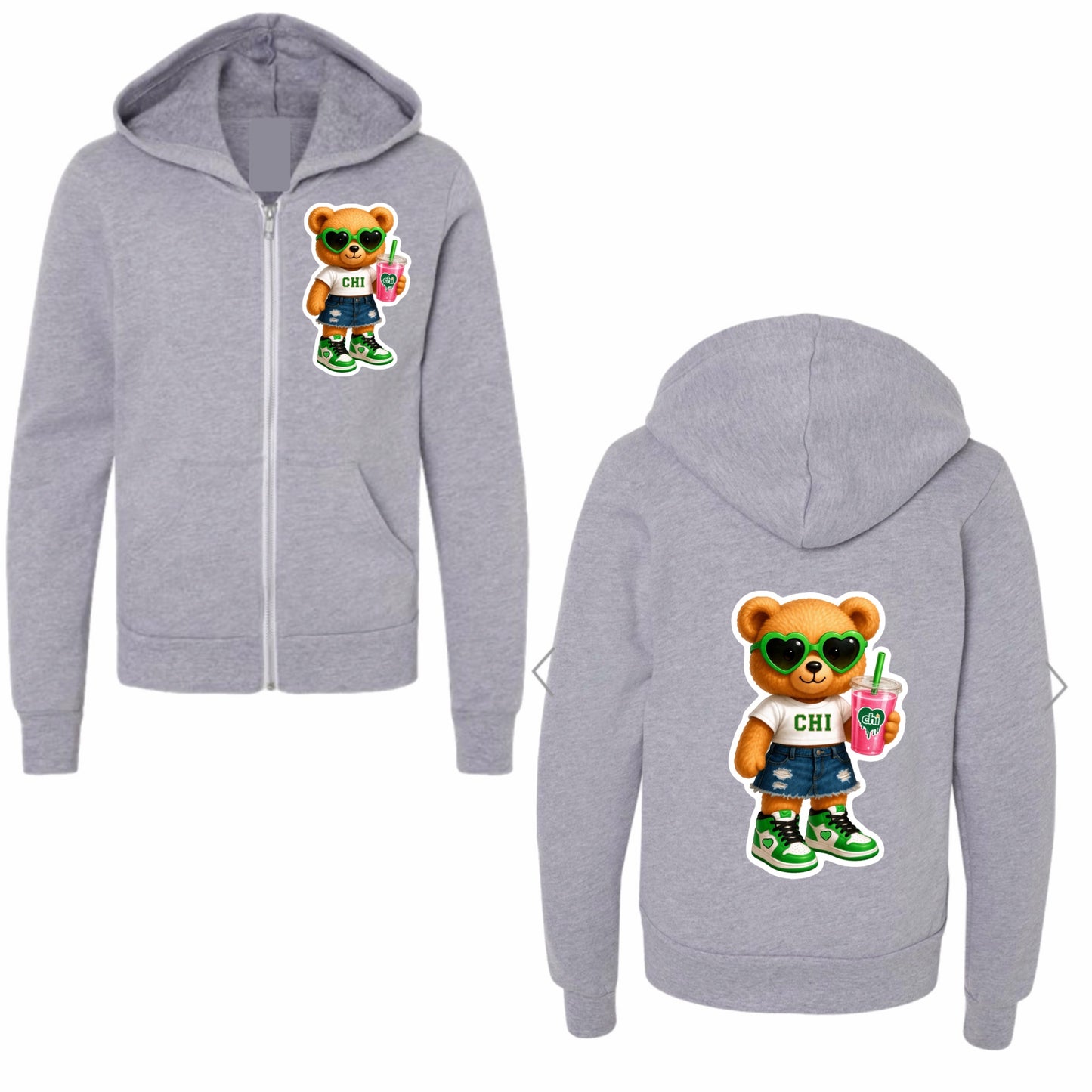 Camp Chi bear zip hoodie