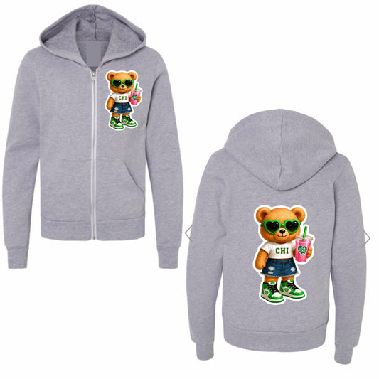 Camp Chi bear zip hoodie