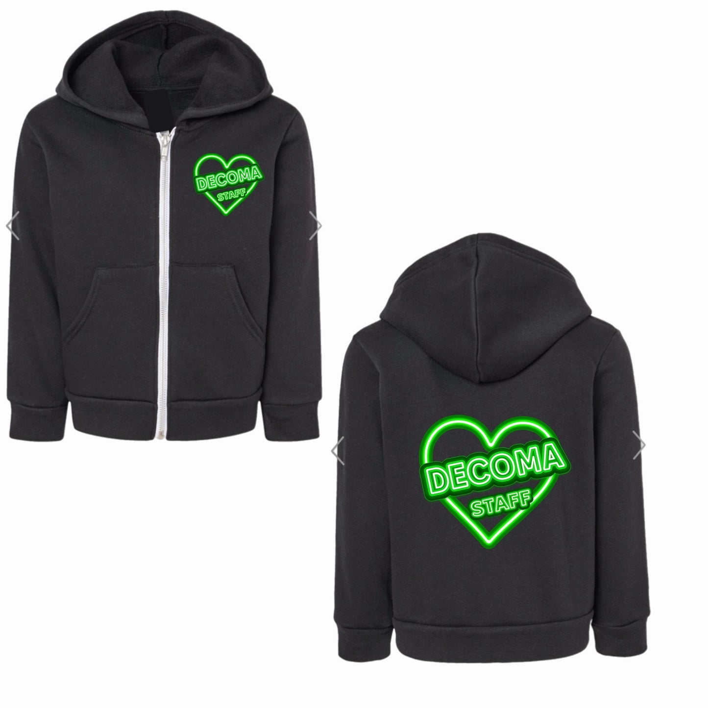 Decoma STAFF girls/adults neon heart hoodie