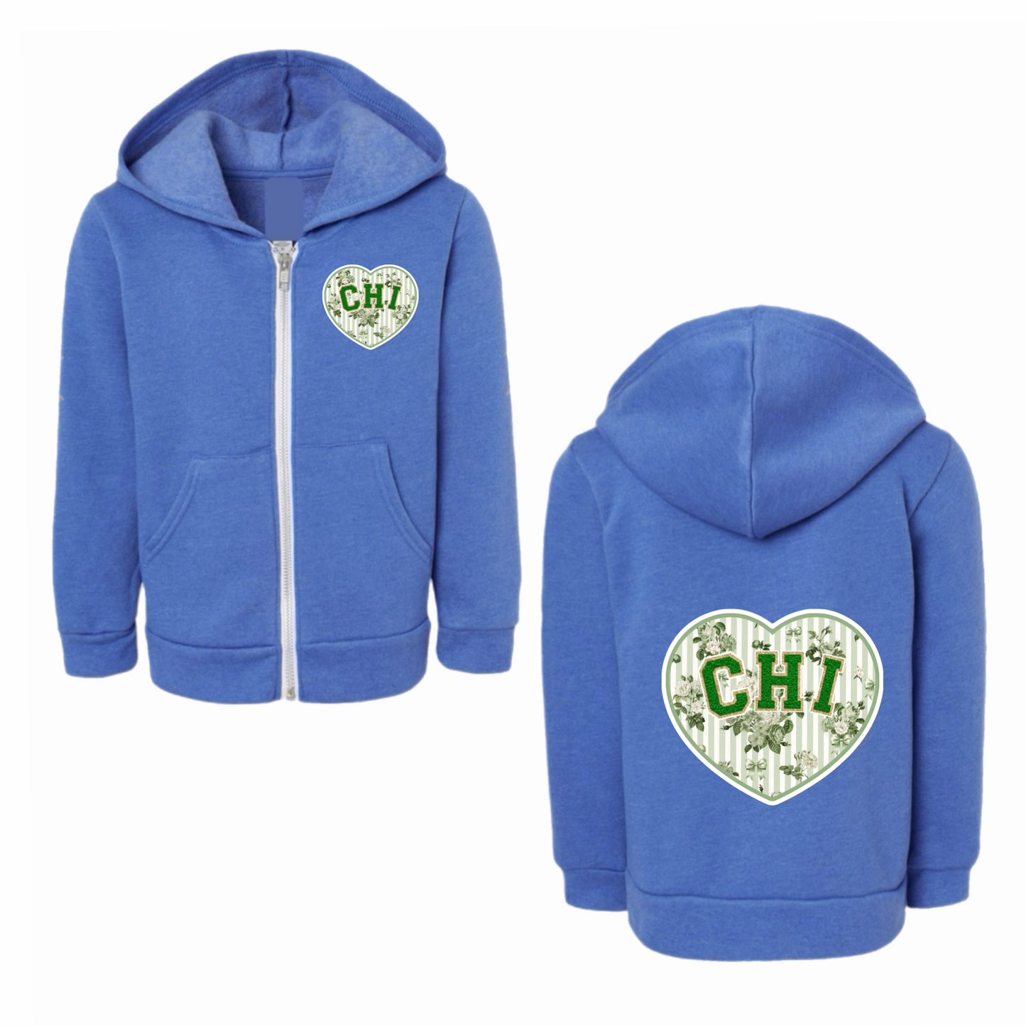 Camp Chi floral heart zip hoodie