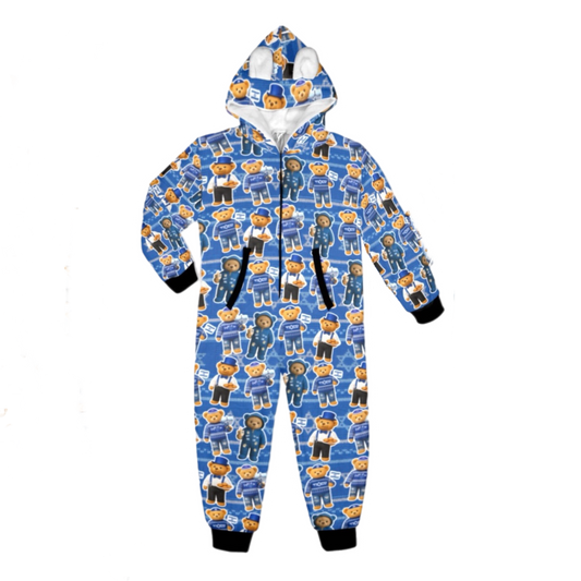 Hanukkah bears boys/mens  fleece zip one piece