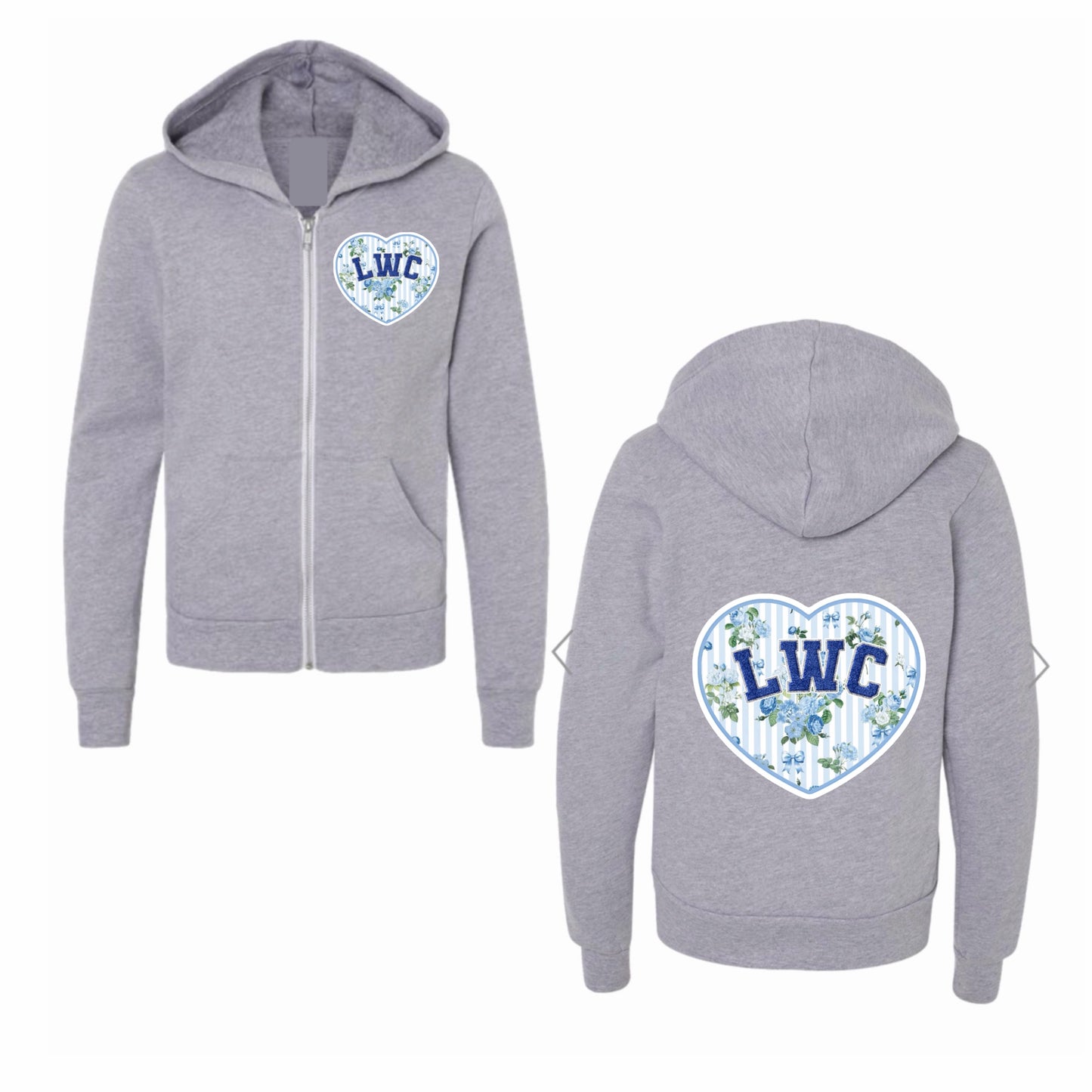 Lake of the Woods floral heart zip
