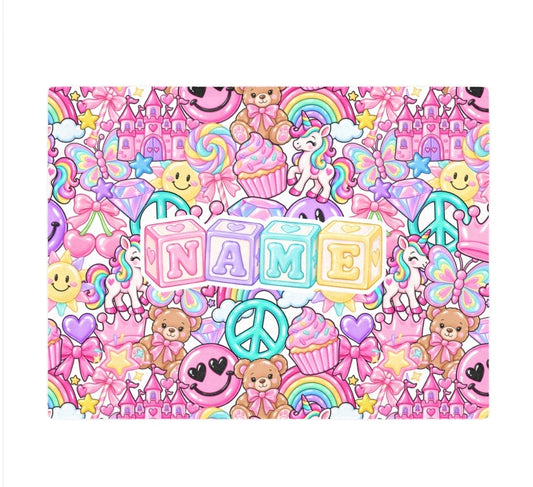 Pastel collage minky blanket