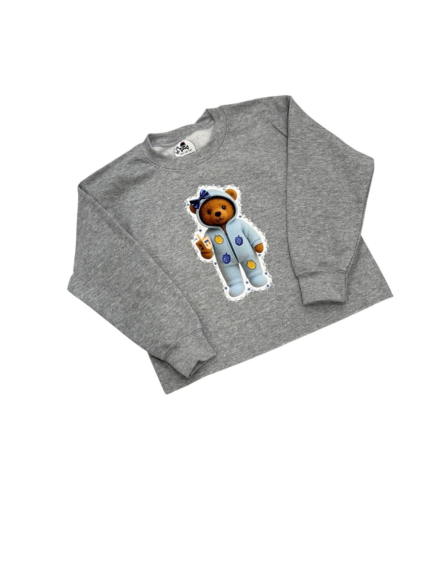 Girls hanukkah bear in pjs sweatshirt
