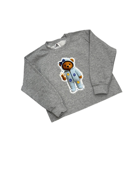 Girls hanukkah bear in pjs sweatshirt