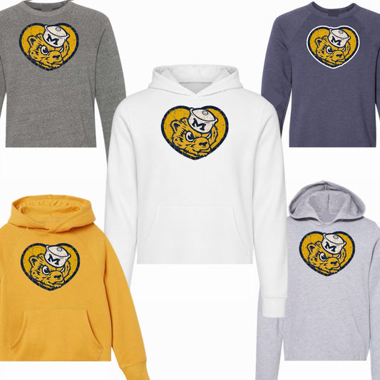Vintage Michigan Mascot Heart Sweatshirt