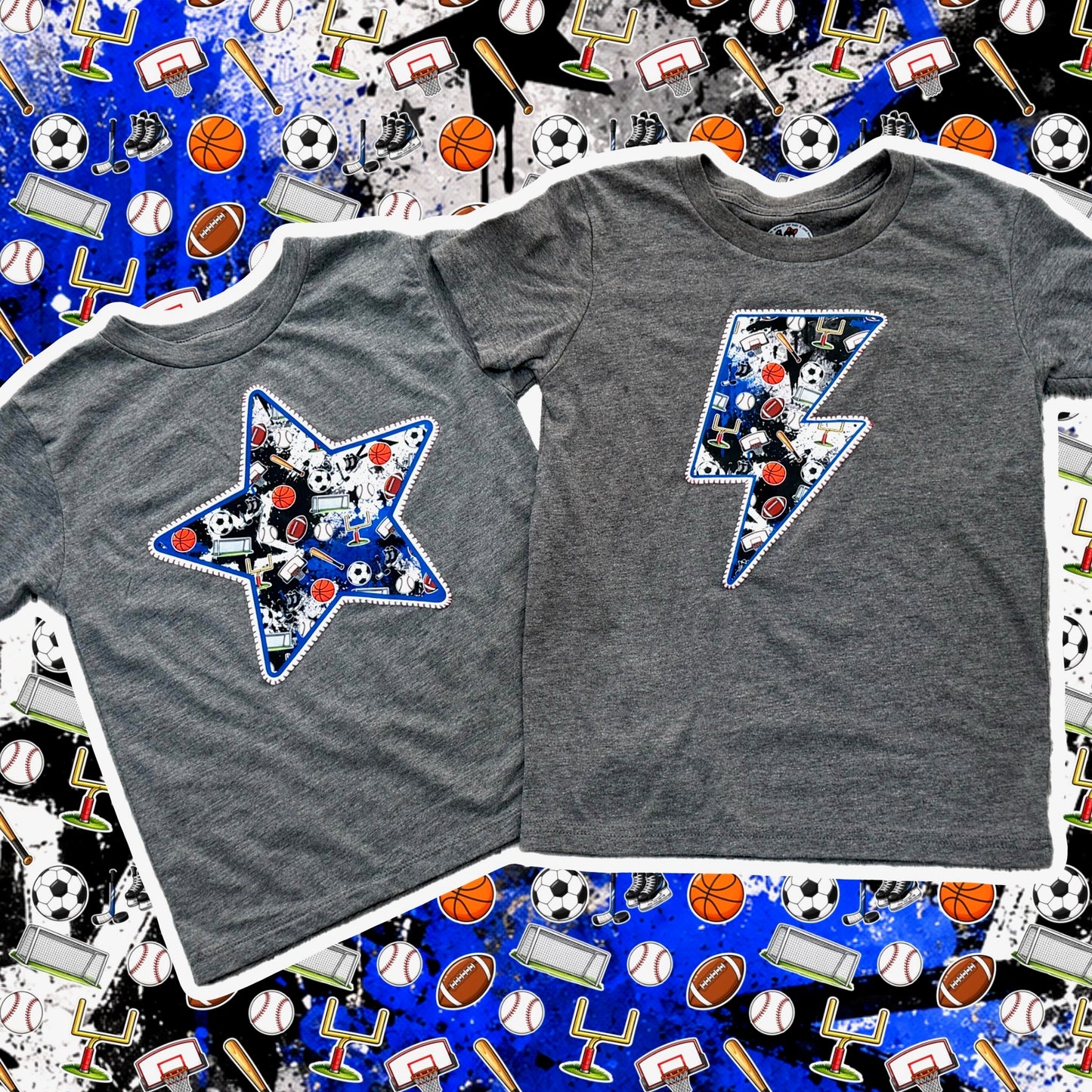 Sports Star & Bolt Stitched Tee