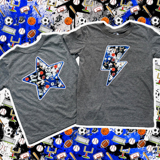 Sports Star & Bolt Stitched Tee