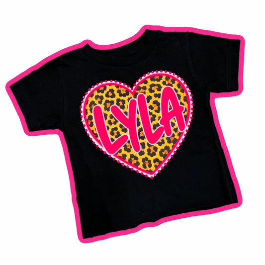 Personalized Cheetah Heart Tee