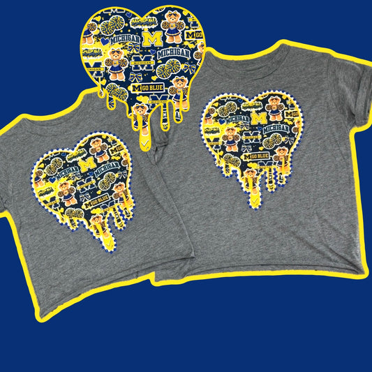 Michigan Drippy Heart Embellished Tee