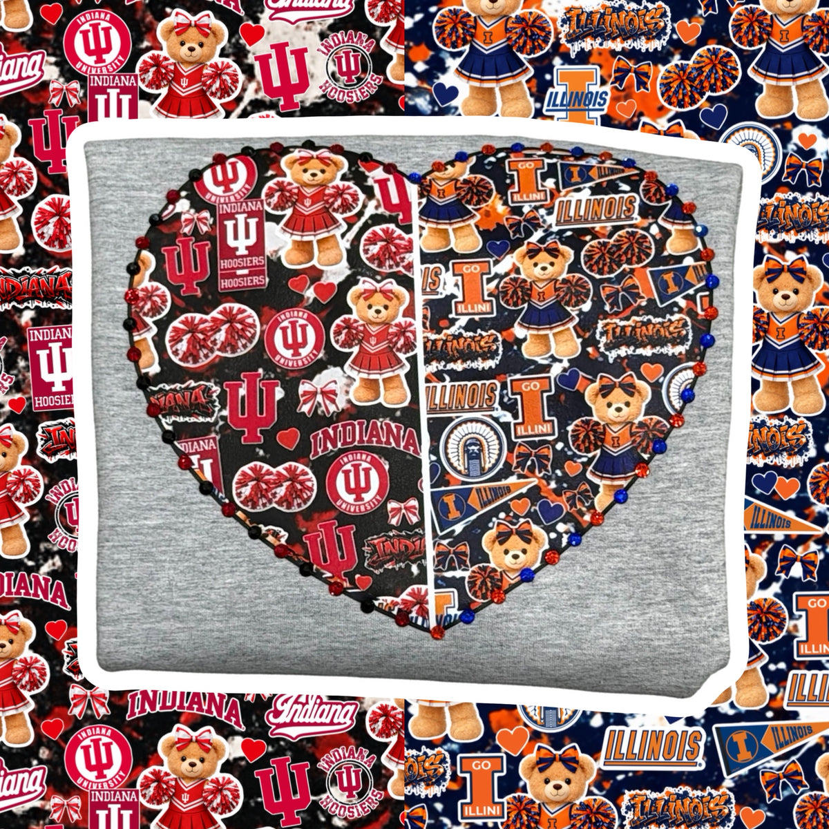 Hoosiers & Fighting Illini Split Heart Crewneck