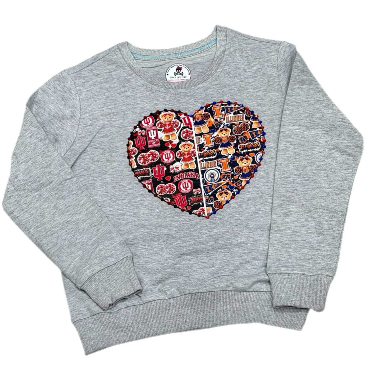 Hoosiers & Fighting Illini Split Heart Crewneck