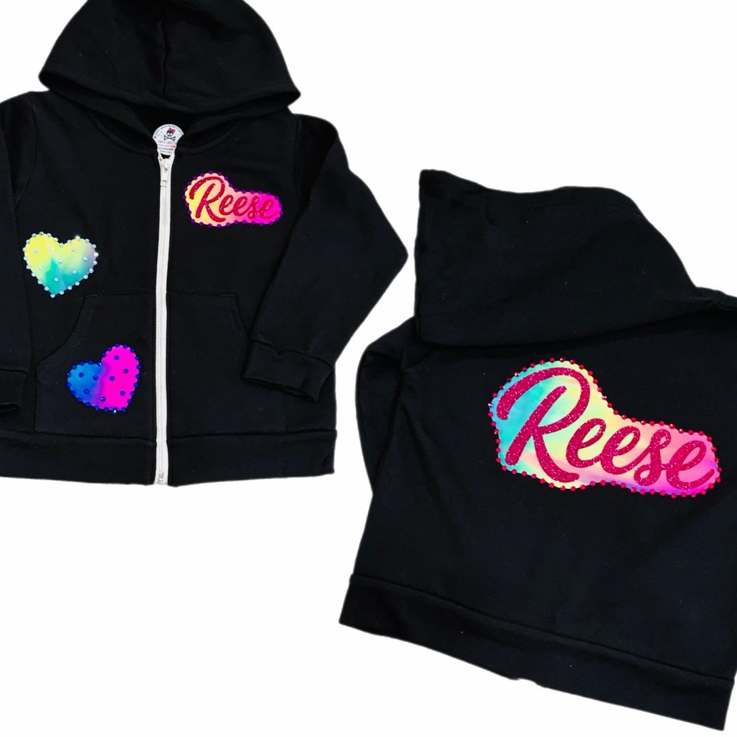 Tie Dye Hearts & Name Zip-Up