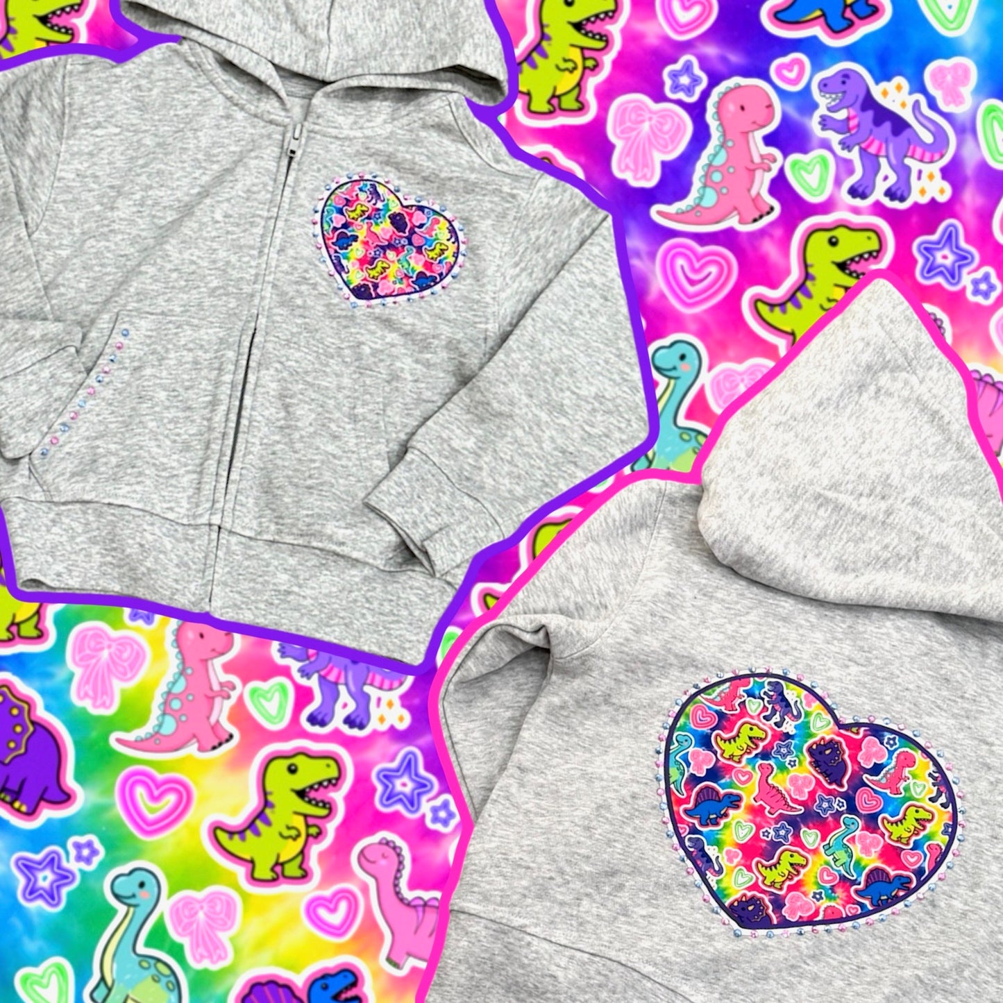 Neon Dinosaur Zip-Up