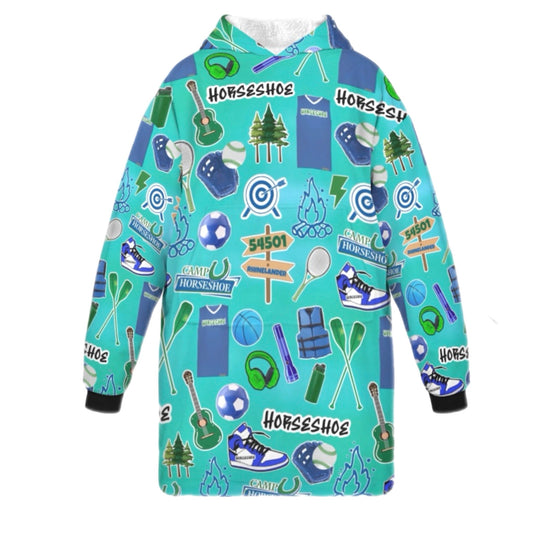 Horseshoe Boys/Men’s Fleece Blanket Hoodie (Blue)