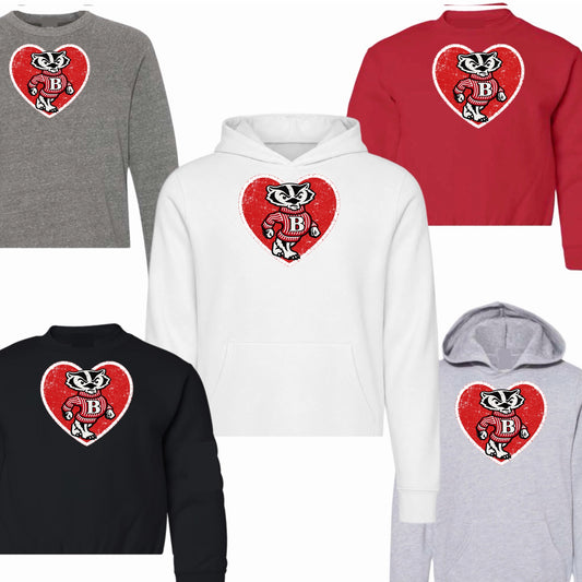 Vintage Wisconsin Heart Mascot Sweatshirt