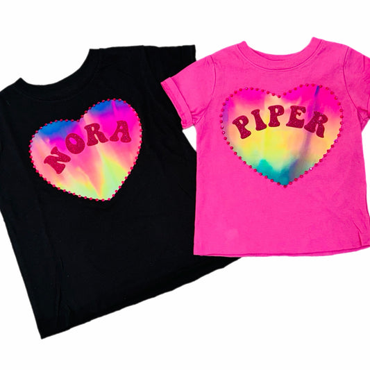 Tie-Dye Heart Name Tee