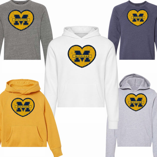 Vintage Michigan Logo Heart Sweatshirt
