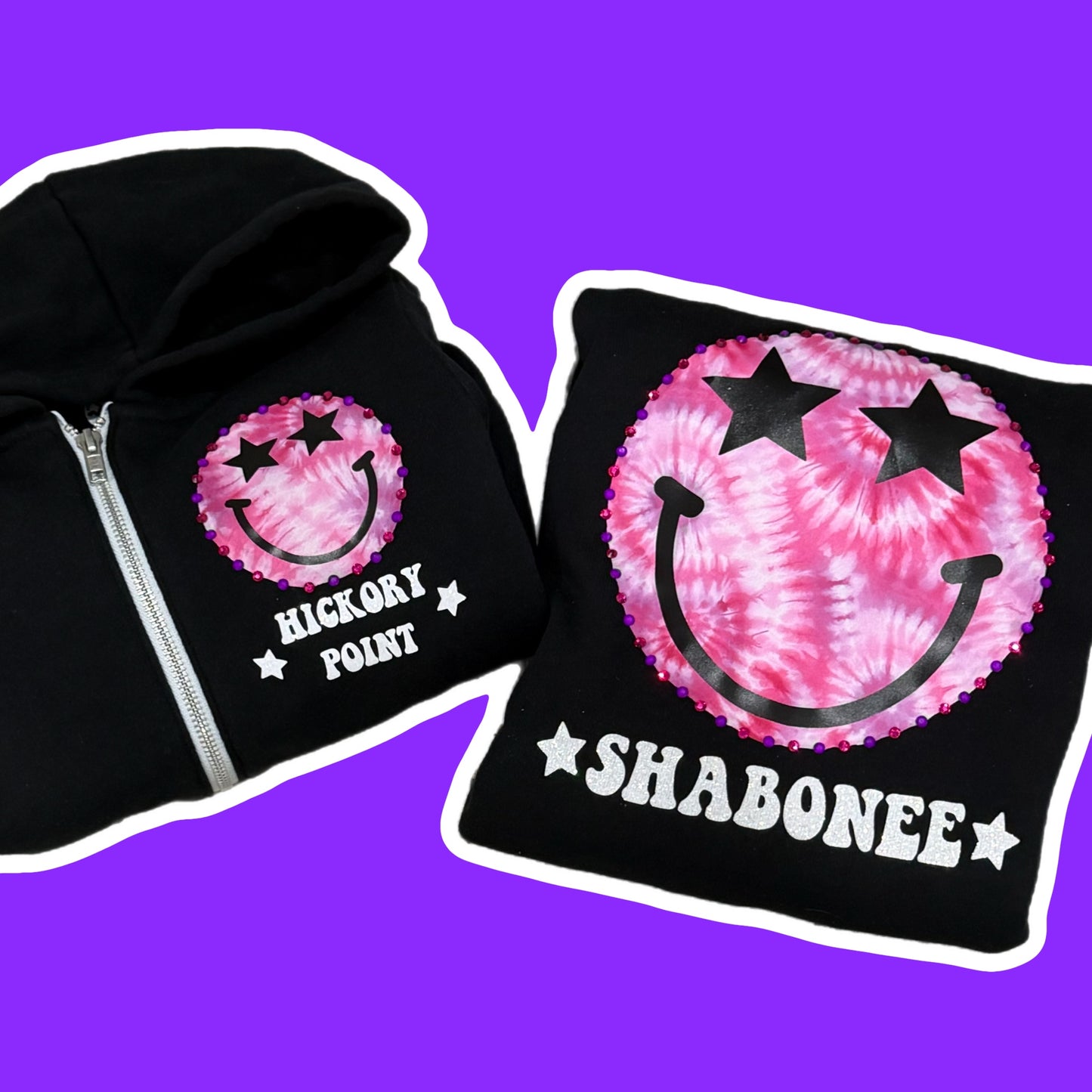 Tie-Dye Star Emoji School Zip-Up