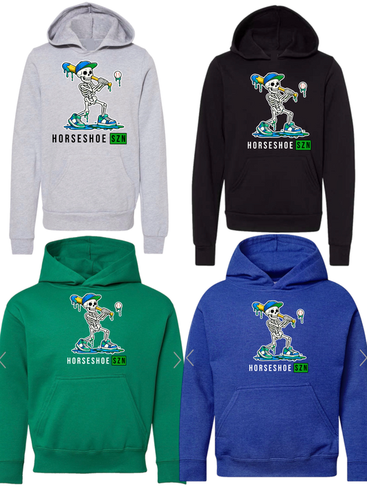 Horseshoe skeleton baseball hoodie