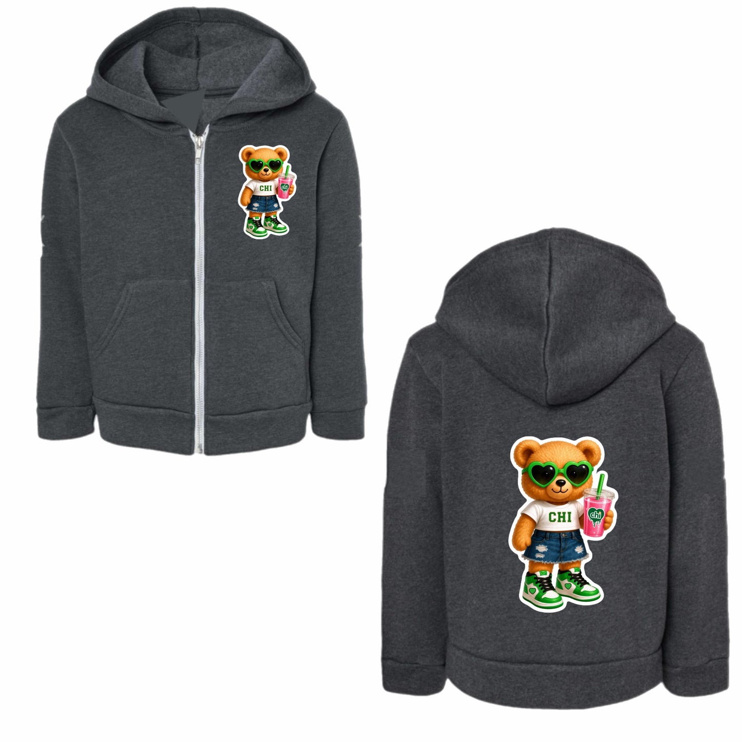 Camp Chi bear zip hoodie
