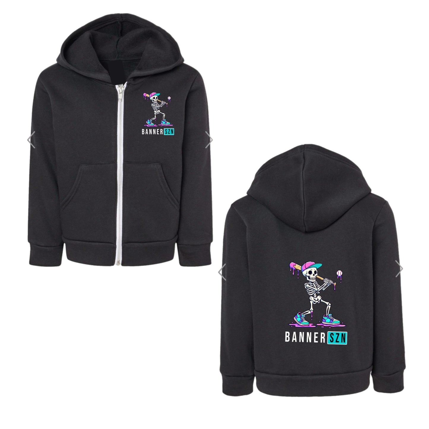BANNER boys baseball skeleton zip hoodie