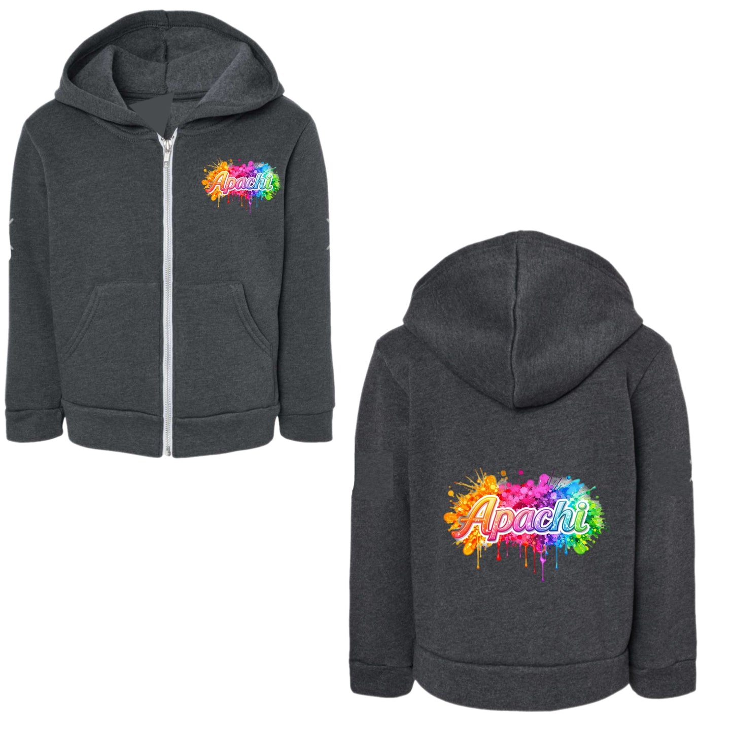 Girls APACHI/ APACHI VILLAGE neon splatter zip hoodie