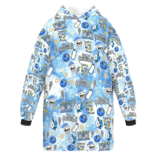Rockstar Hanukkah boys/mens fleece blanket hoodie