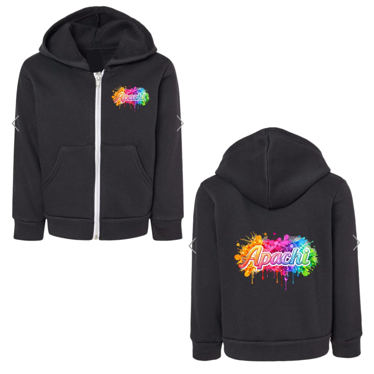 Girls APACHI/ APACHI VILLAGE neon splatter zip hoodie