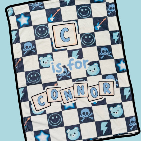 Checkered  fleece baby blanket