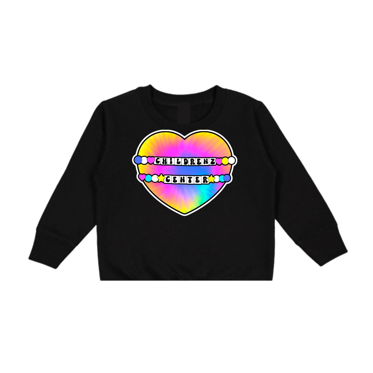 Childrenz Center tie dye heart crewneck