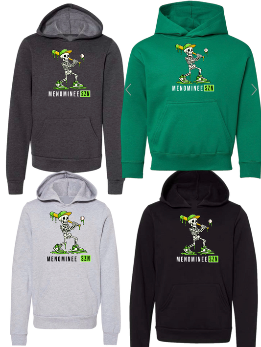 Menominee skeleton baseball hoodie
