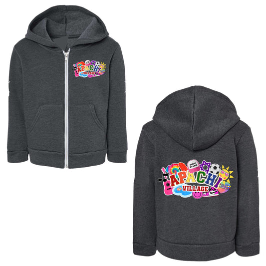 Girls Apachi Village collage zip hoodie