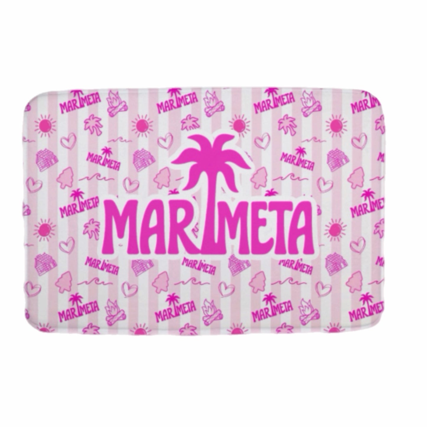 Marimeta pink palm floor mat