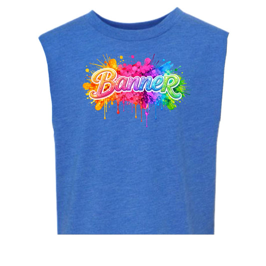 Girls BANNER neon splatter tank
