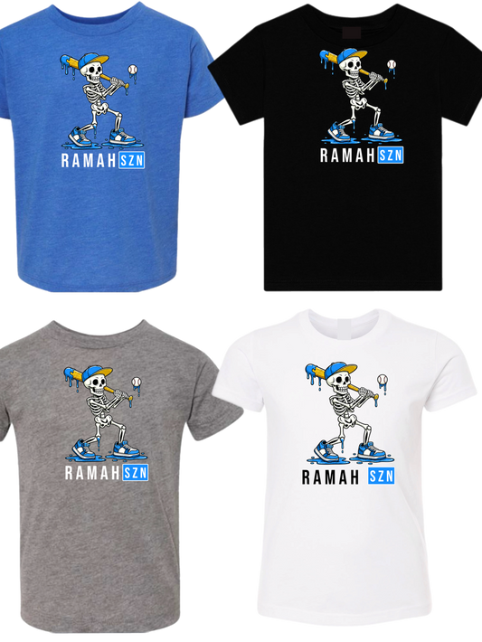 Ramah skeleton baseball tee