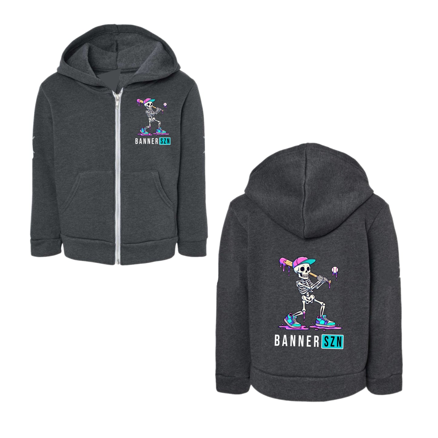 BANNER boys baseball skeleton zip hoodie