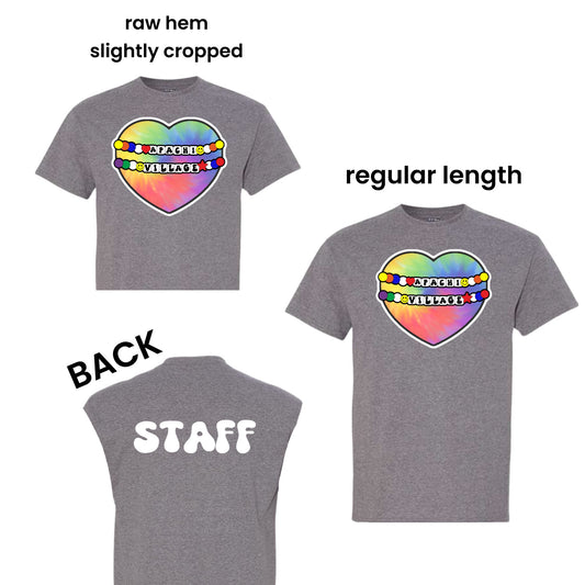 Apachi tye dye heart staff tee