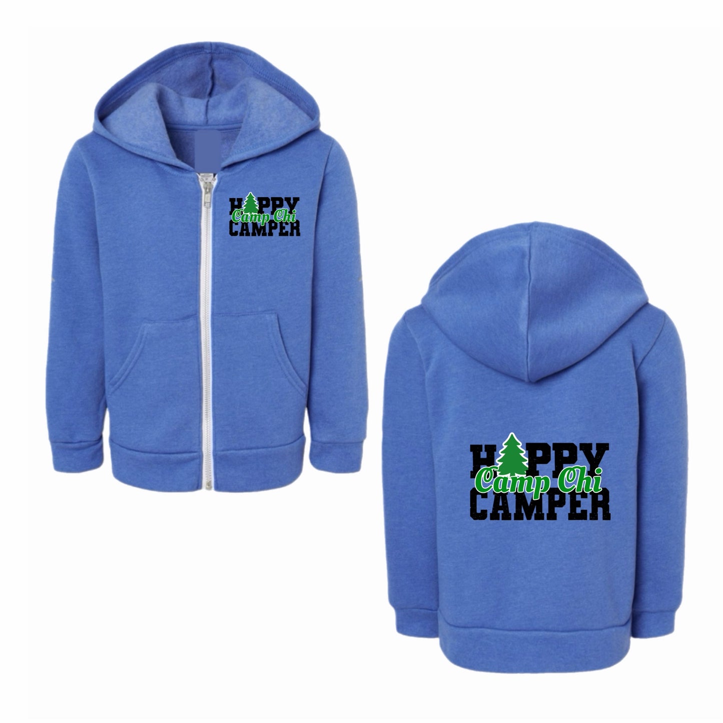 Camp Chi happy camper zip hoodie