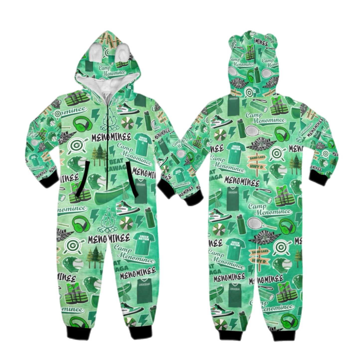 Menominee boys/mens fleece zip one piece
