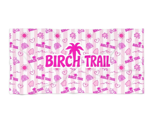 Birch Trail pink palm beach towel