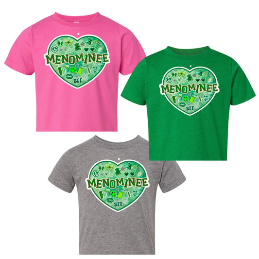 Menominee girl collage heart tee